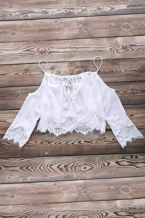 Combined Lace White Crop Top