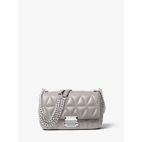 Mkbandolera Sloan Pequeña De Piel Acolchada - Gris Perla(gris) - Michael Kors