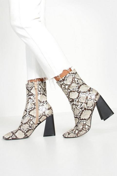 Bottes-chaussettes Serpent À Talons Évasés - Gris - 36, Gris
