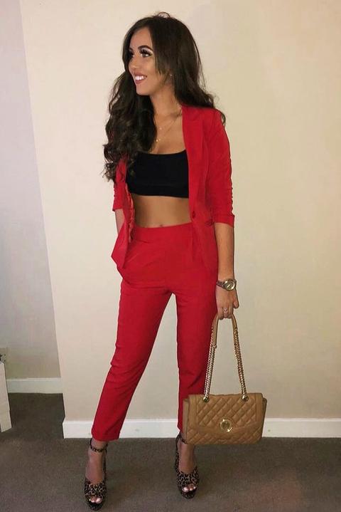 Red Blazer And Trousers Co-ord - Rossie