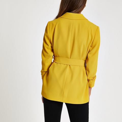 yellow belted blazer