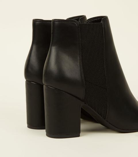 Black Leather-look Block Heel Chelsea Boots New Look