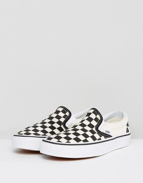 Vans Classic Slip On Trainers In Checkerboard-black