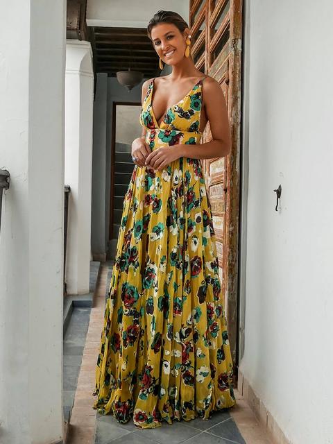 Vestido Amarillo Bordado