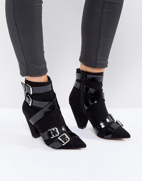 Asos Robin - Bottines Multi-brides À Talons Coniques - Noir