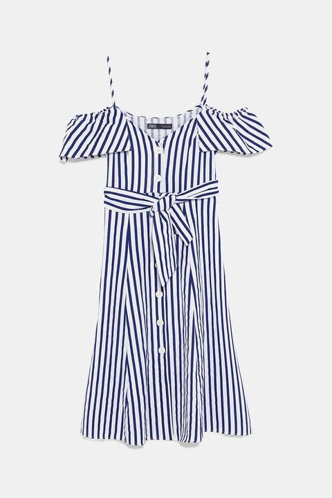 zara blue striped dress