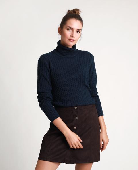 Jersey De Cuello Vuelto Trenzado Mujer