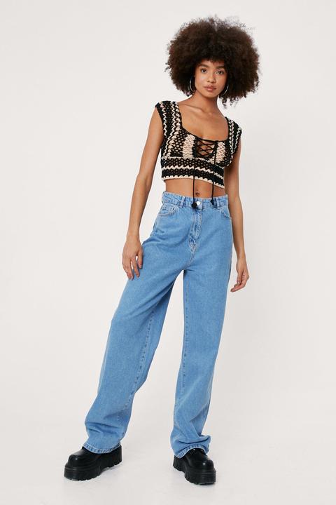 Womens Oversized High Waisted Wide Leg Jeans
