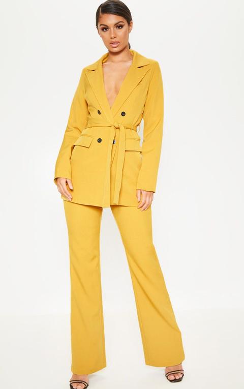 Pantalon À Jambes Évasées Jaune Moutarde, Mustard