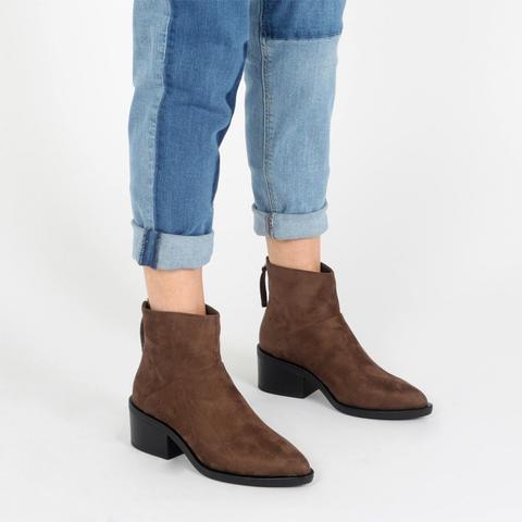 Isabella Ankle Boots In Taupe Faux Suede