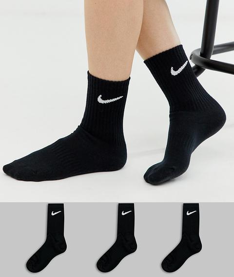 Nike Black Swoosh Logo 3 Pack Crew Socks-multi