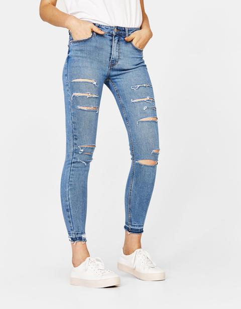 Jeans Skinny Fit Con Rotos