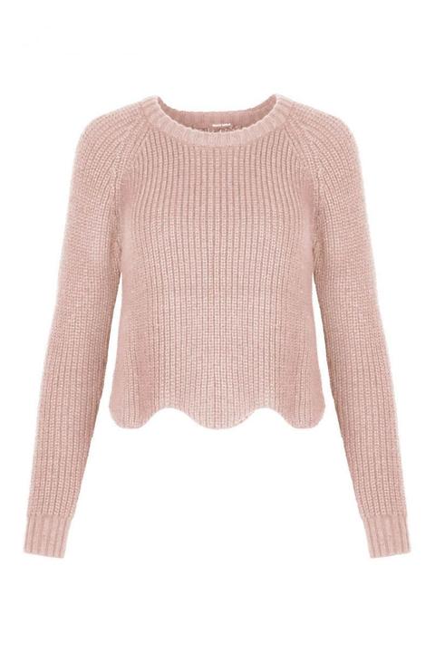 Pullover Rosa Con Orlo Ondina