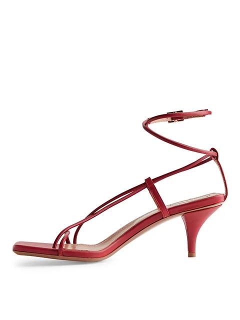 Mid-heel Leather Strap Sandal