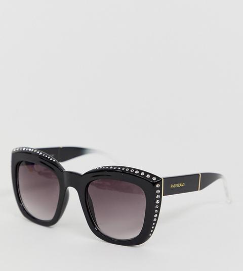 Gafas De Sol Extragrandes Con Detalle De Strass En Negro De River Island