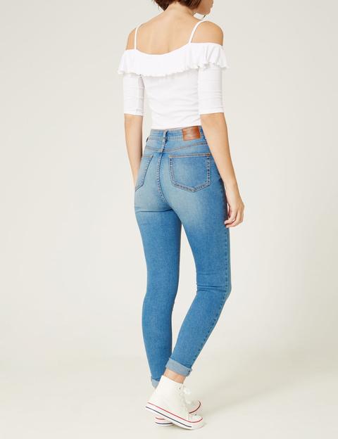 Medium Blue High-waisted Super Skinny Jeans