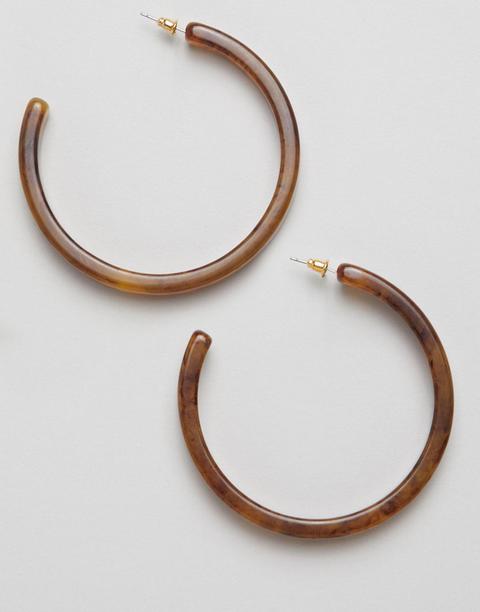 Asos Design Statement Xl Tortoiseshell Hoop Earrings-gold