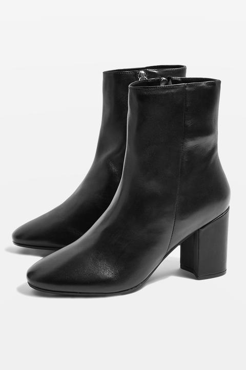 Womens Elise Leather Boots - Black, Black