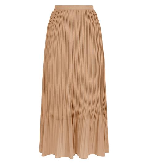 Camel Chiffon Pleated Midi Skirt New Look