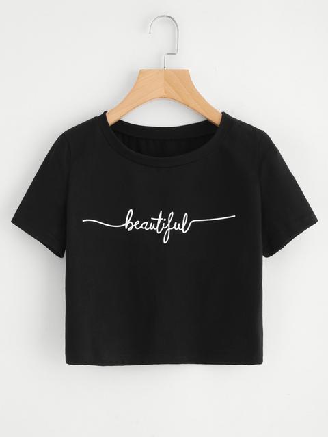 Camiseta Corta Con Estampado De Letras