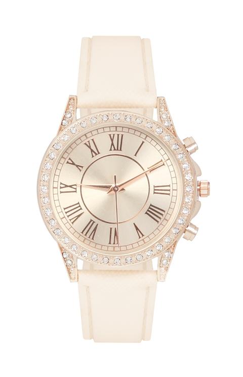 Reloj Blanco Con Brillantes
