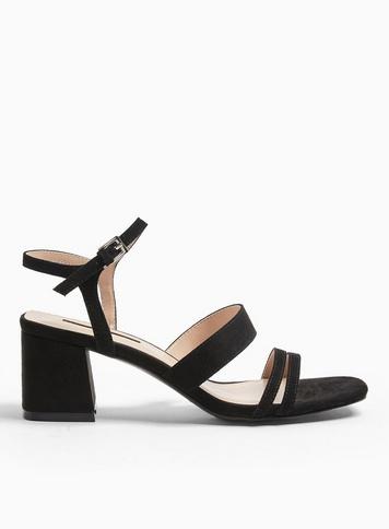 Womens Stormi Black 3 Strap High Block Heel Sandals, Black