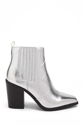 Forever 21 Metallic Western Booties , Silver