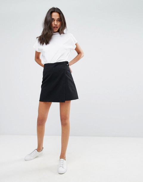 Dr Denim Denim Skirt With Raw Hem