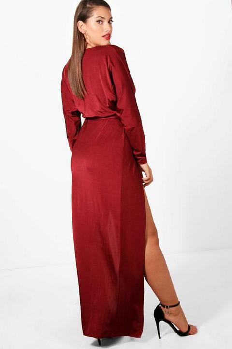 plus slinky plunge split maxi dress