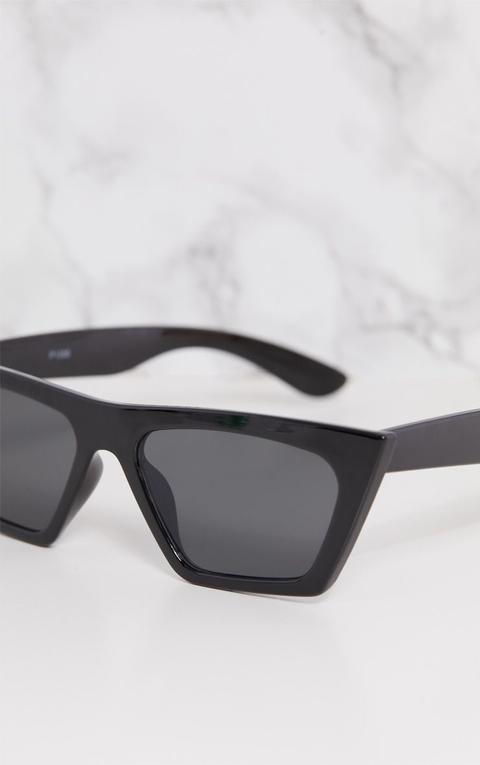 Black Straight Edge Retro Sunglasses