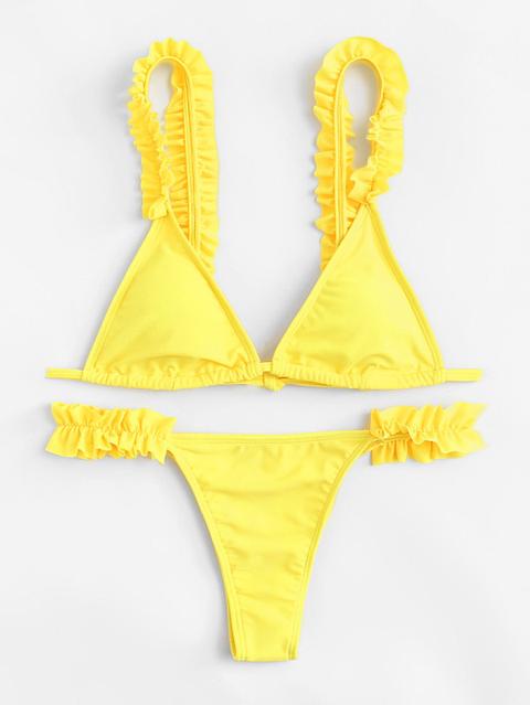 Set De Bikini Fruncido Con Lazo