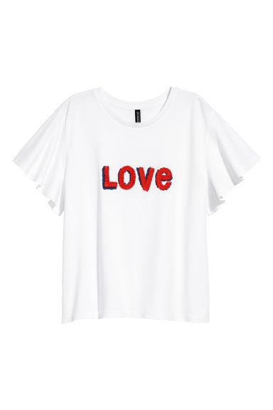 H & M - T-shirt Con Applicazione - Bianco