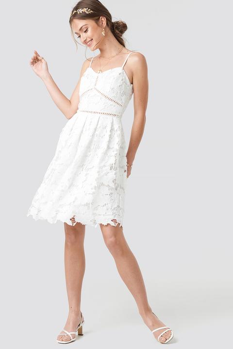 Na-kd Boho Lace Strap Dress - White