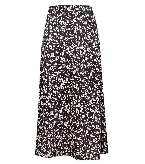 Black Animal Print Midi Skirt New Look