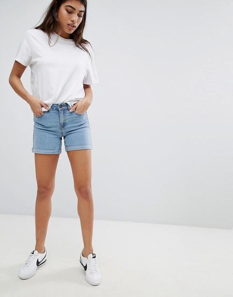 Noisy May Roll Hem Denim Short - Blu