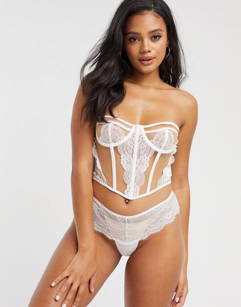 Asos Design Prama Sheer & Mesh Illusion Corset With Underwire-white