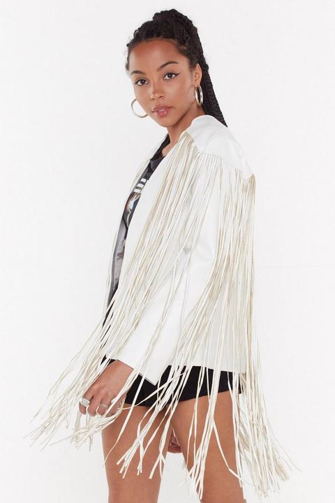 Fringed Faux Leather Jacket