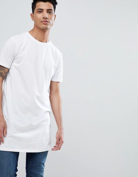 Asos Design - T-shirt Girocollo Bianca Extra Lunga - Bianco