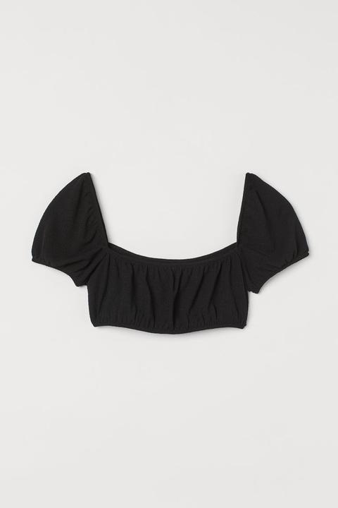 Top Cropped Hombro Descubierto - Negro