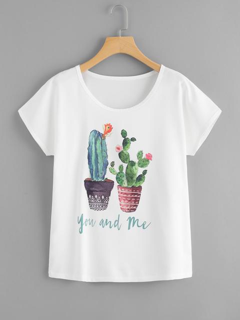 Camiseta Con Estampado De Cactus