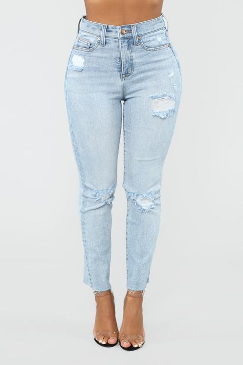 Pucker Up Distressed Mom Jeans - Light Blue Wash from Fashion Nova on ...