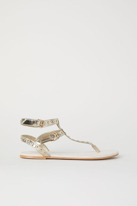 H & M - Sandali Infradito Con Borchie - Oro