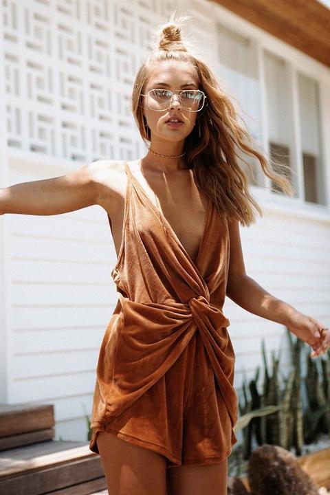 Draped Velvet Playsuit