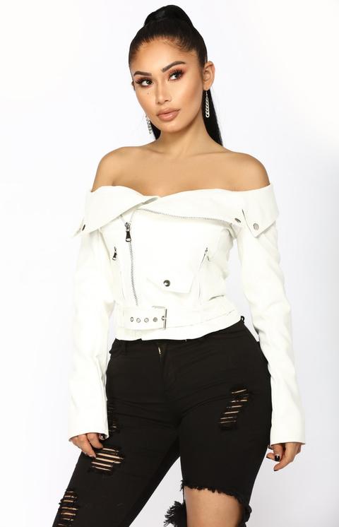 Ride With You Moto Jacket Top - White