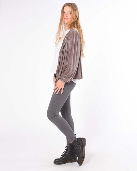 Chaqueta Terciopelo Detalle Jaretas Gris