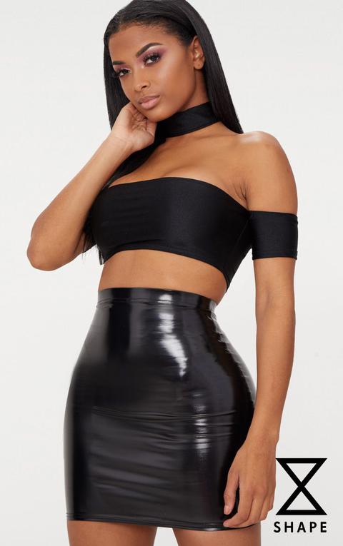 Shape Black Vinyl Bodycon Skirt