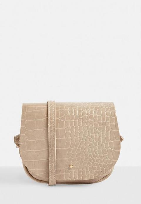 Cream Mock Croc Mini Satchel Bag, Cream