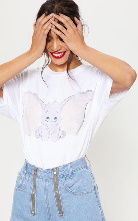 White Disney Dumbo Print Oversized T Shirt