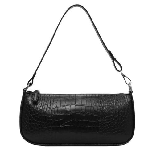 Black Croc Baguette Bag