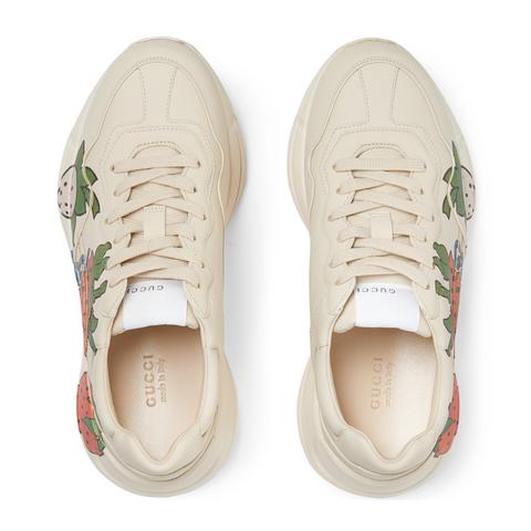 women's rhyton sneaker with gucci strawberry